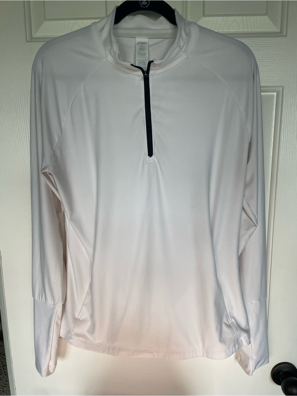 Asics Men’s Long Sleeve Swim Rash Guard in White with Black Zip